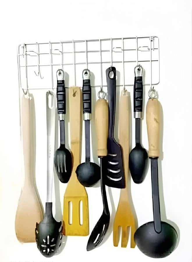 EvoFlex Kitchen Utensil Wall Mount Rack, Stainless Steel, 35 cm x 9 cm, 12 Hooks - Image 4